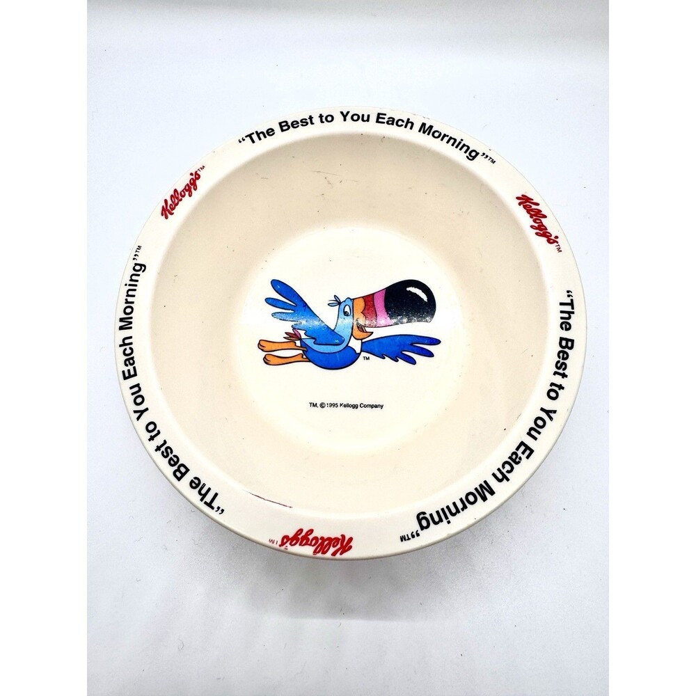 Vintage 1995‎ Kelloggs Cereal Bowls Set Toucan Sam Corny Rooster Melamine Retro - Picture 2 of 7